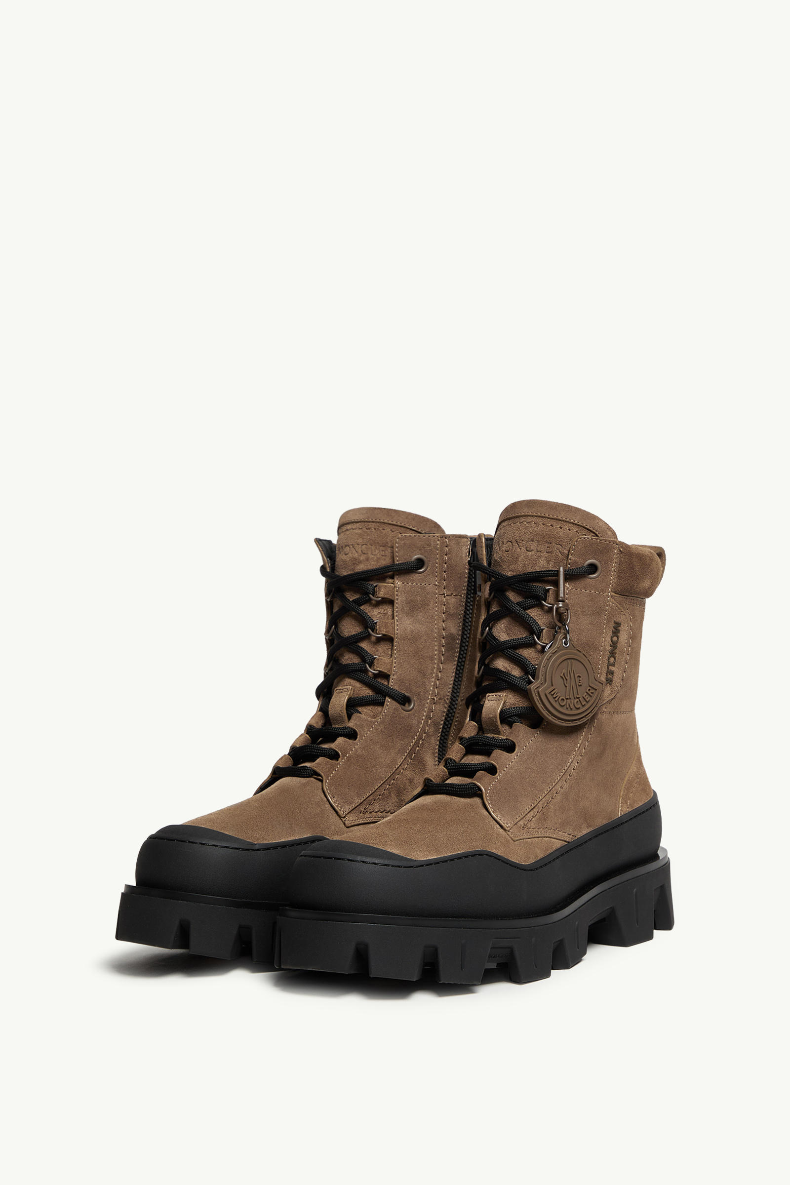 Peak Path Suede Lace-Up Boots Men Dark Brown Moncler 3