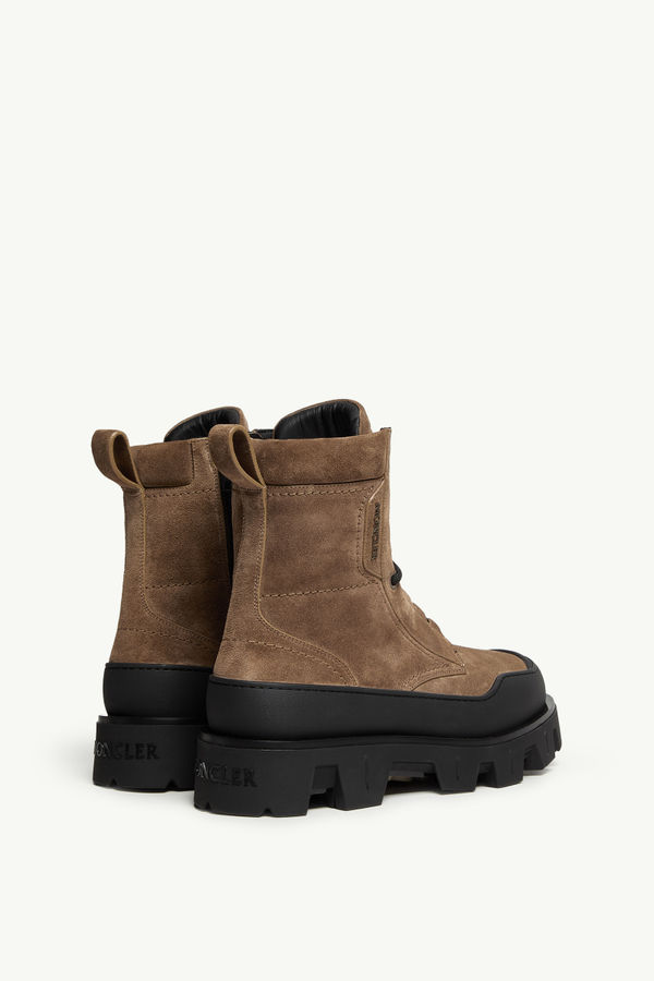 Peak Path Suede Lace-Up Boots Men Dark Brown Moncler 4