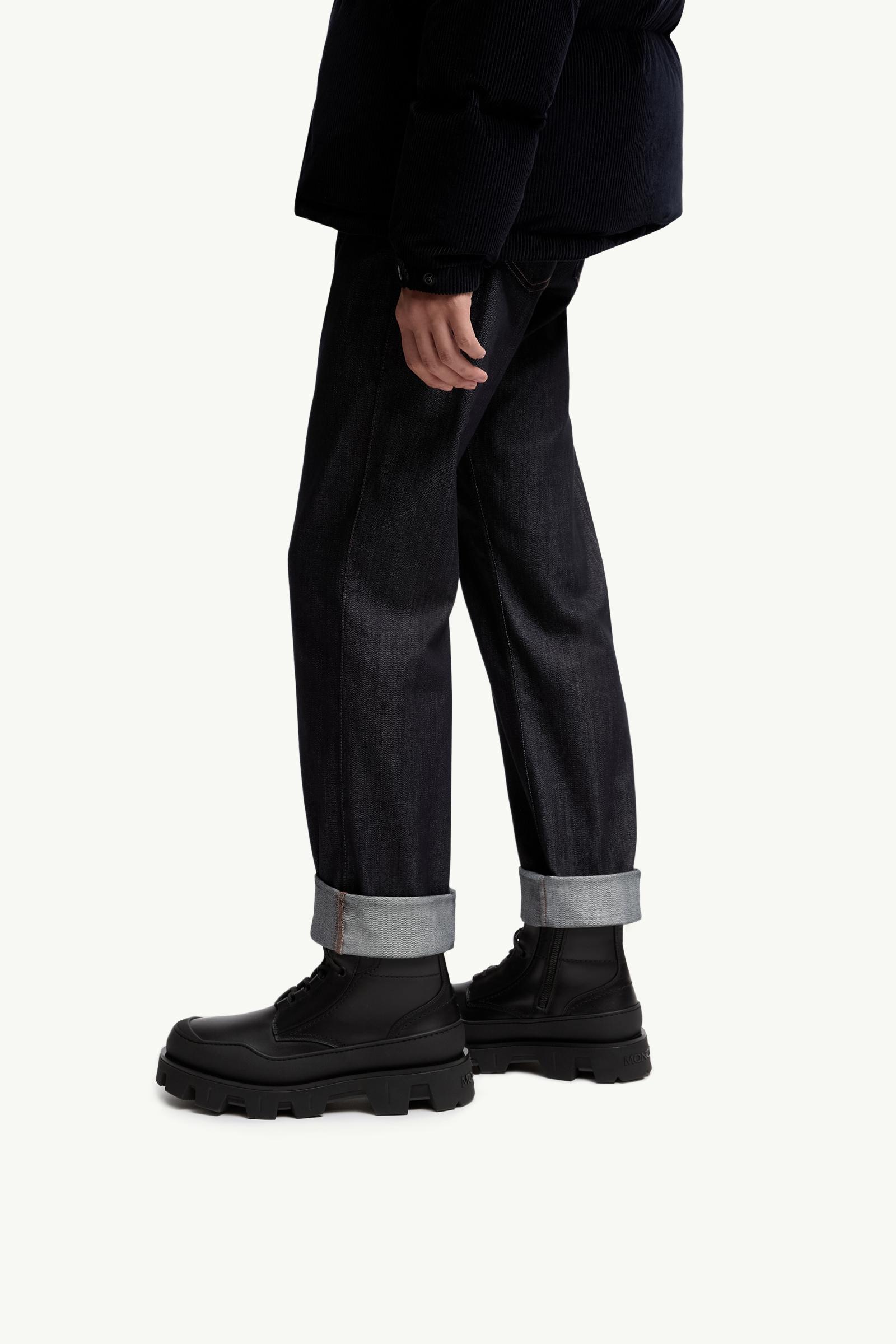 Peak Path Leather Lace-Up Boots Men Black Moncler 1