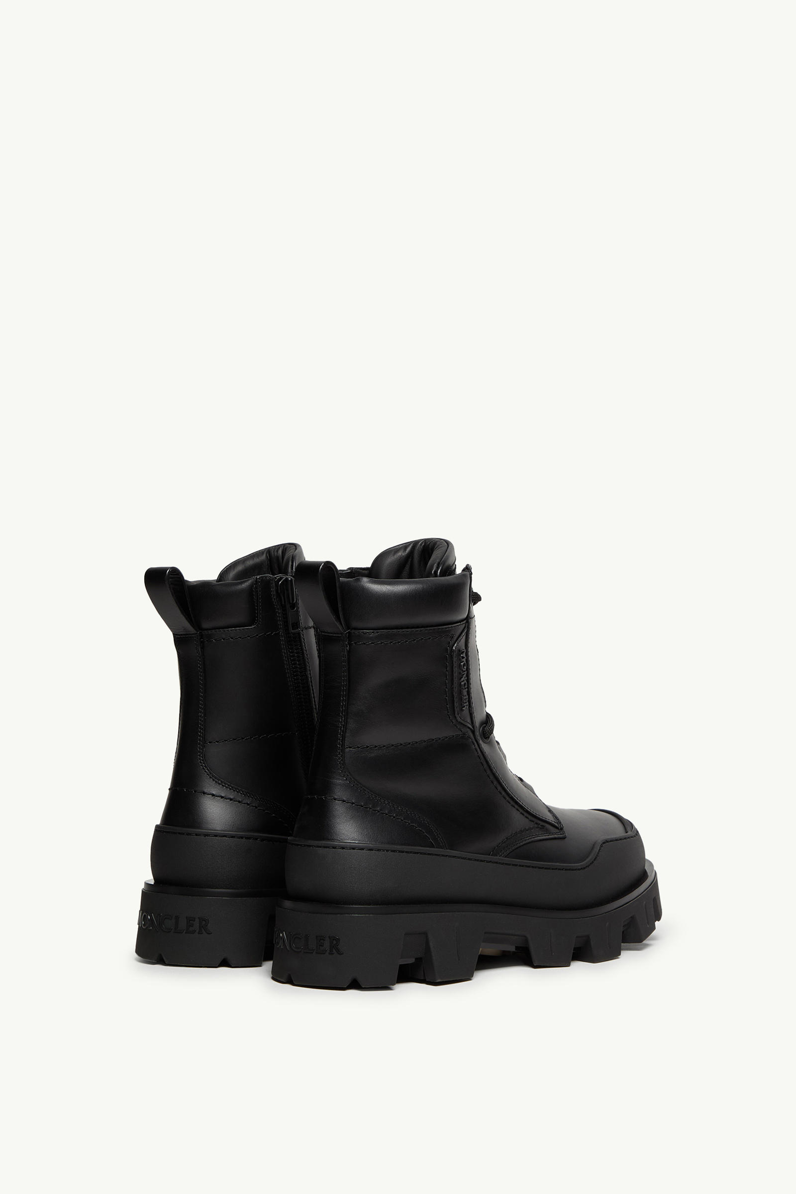 Peak Path Leather Lace-Up Boots Men Black Moncler 4