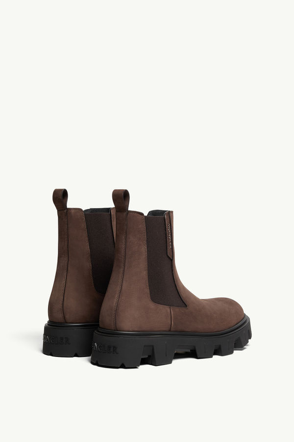 Peak City Nubuck Chelsea Boots Men Brown Moncler 4
