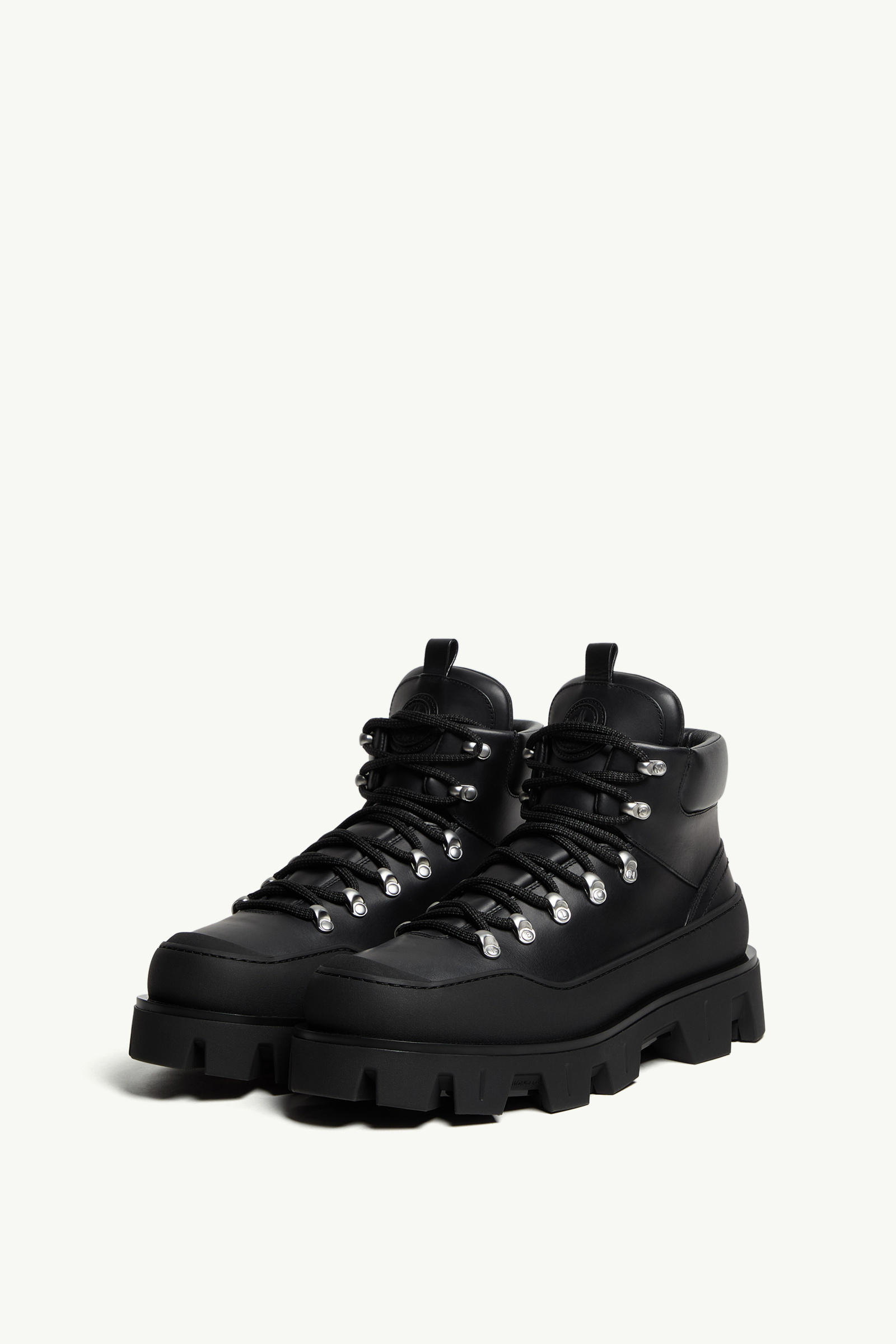 Peak Trek Leather Ankle Boots Men Black Moncler 3