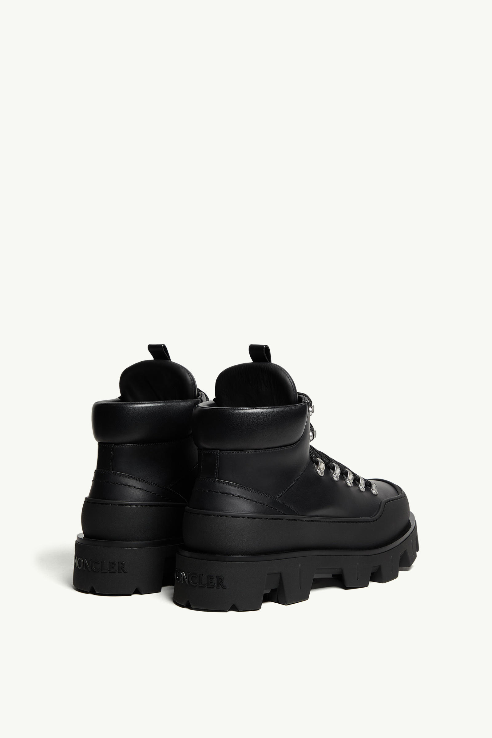 Peak Trek Leather Ankle Boots Men Black Moncler 4