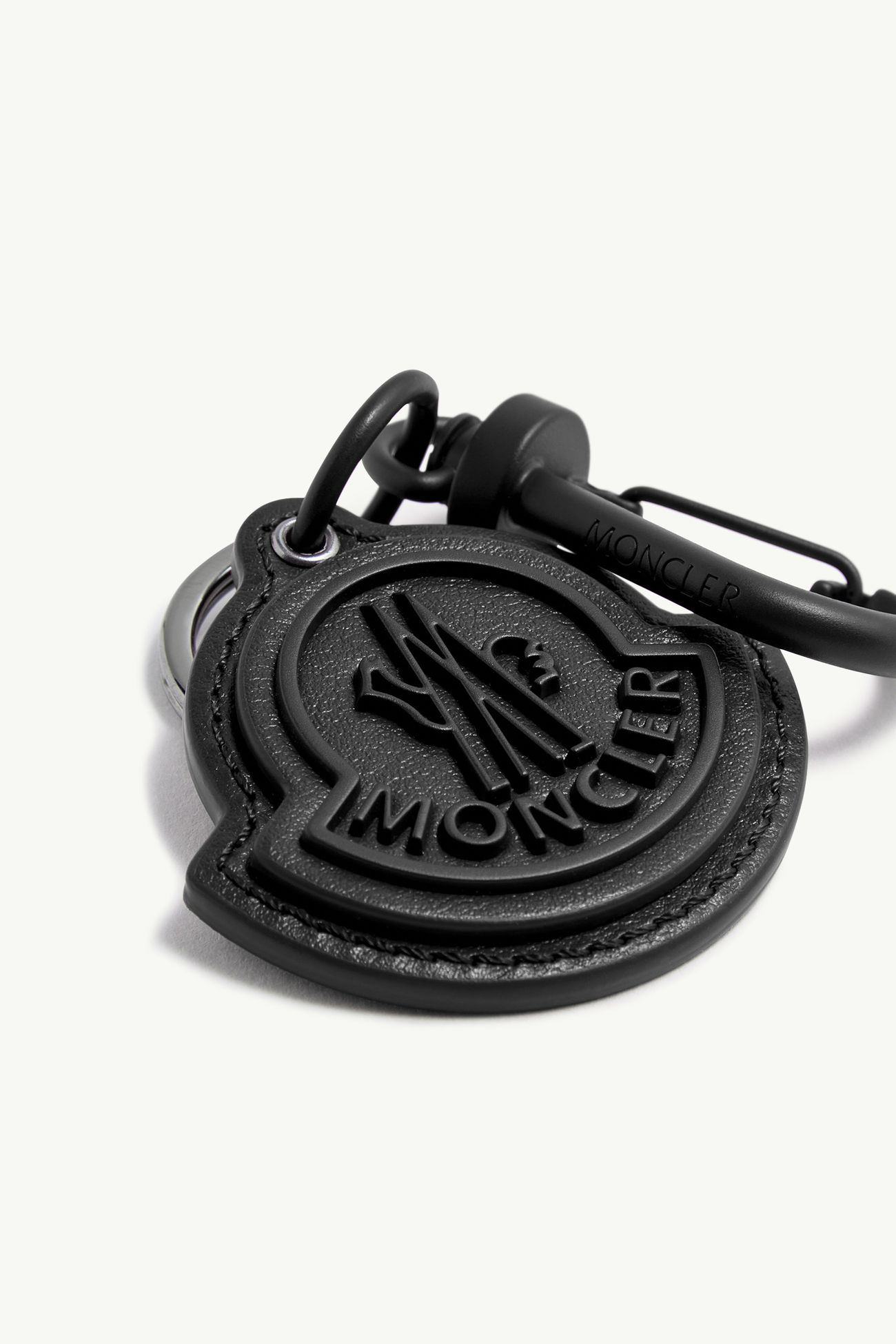 Logo Leather Key Ring Black Moncler 2