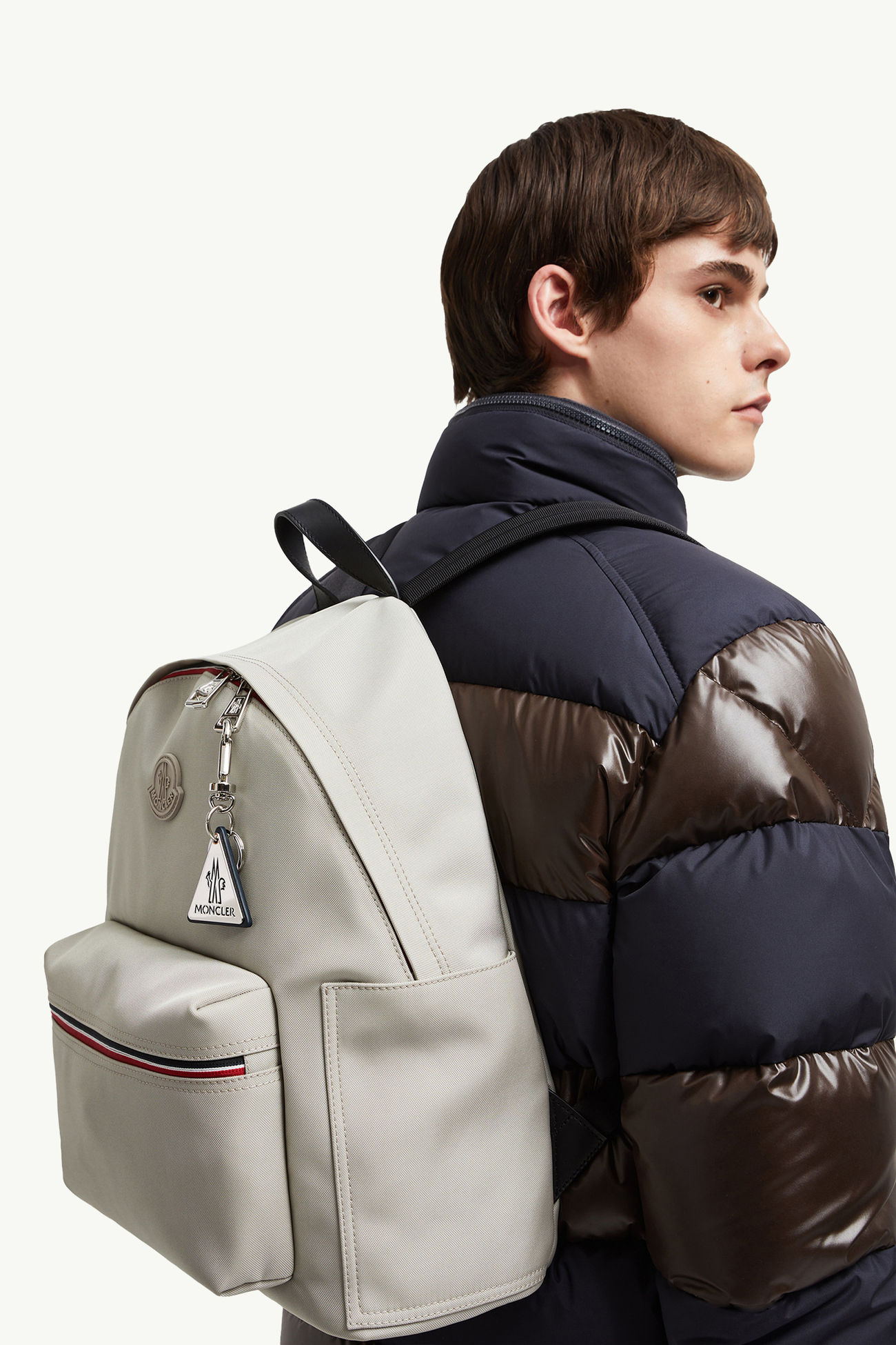 Logo Leather Key Ring Gender Neutral Silver Moncler 1