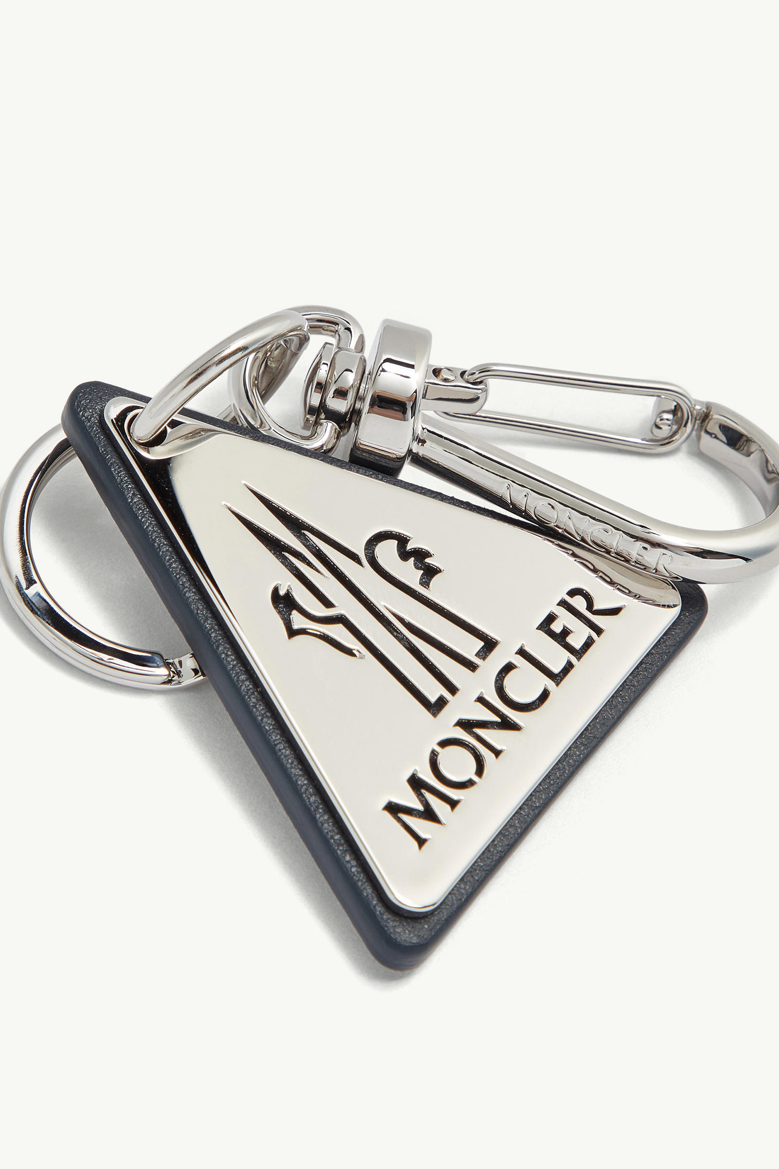 Logo Leather Key Ring Gender Neutral Silver Moncler 2