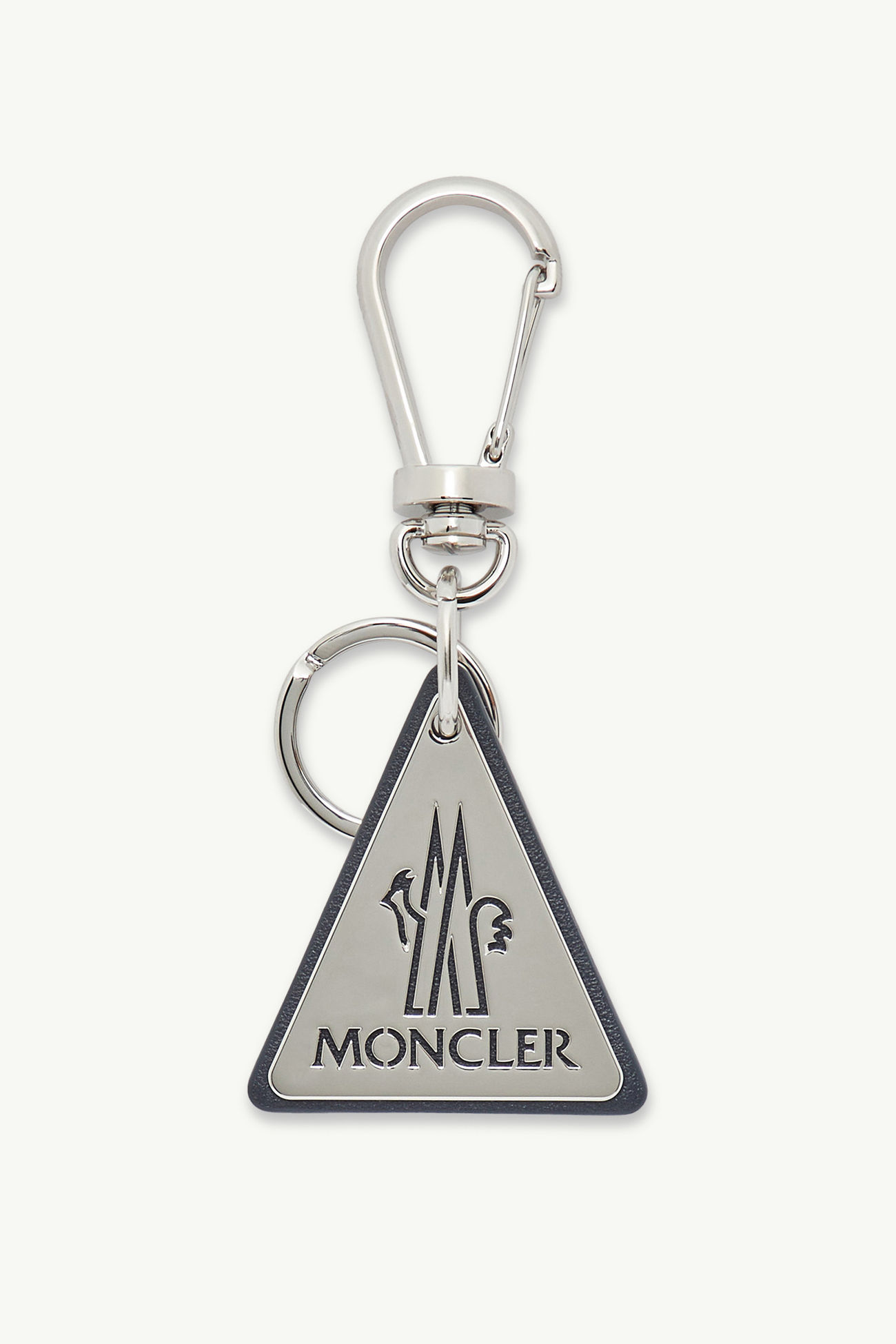 Logo Leather Key Ring Gender Neutral Silver Moncler 0
