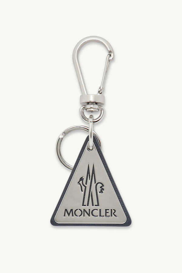 Logo Leather Key Ring Gender Neutral Silver Moncler 0