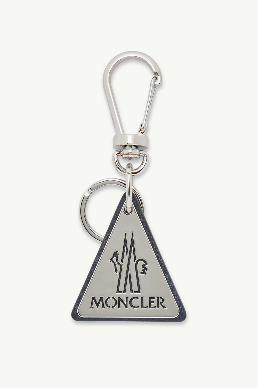 Porte-clés à logo en cuir Mixte Argenté Moncler 0