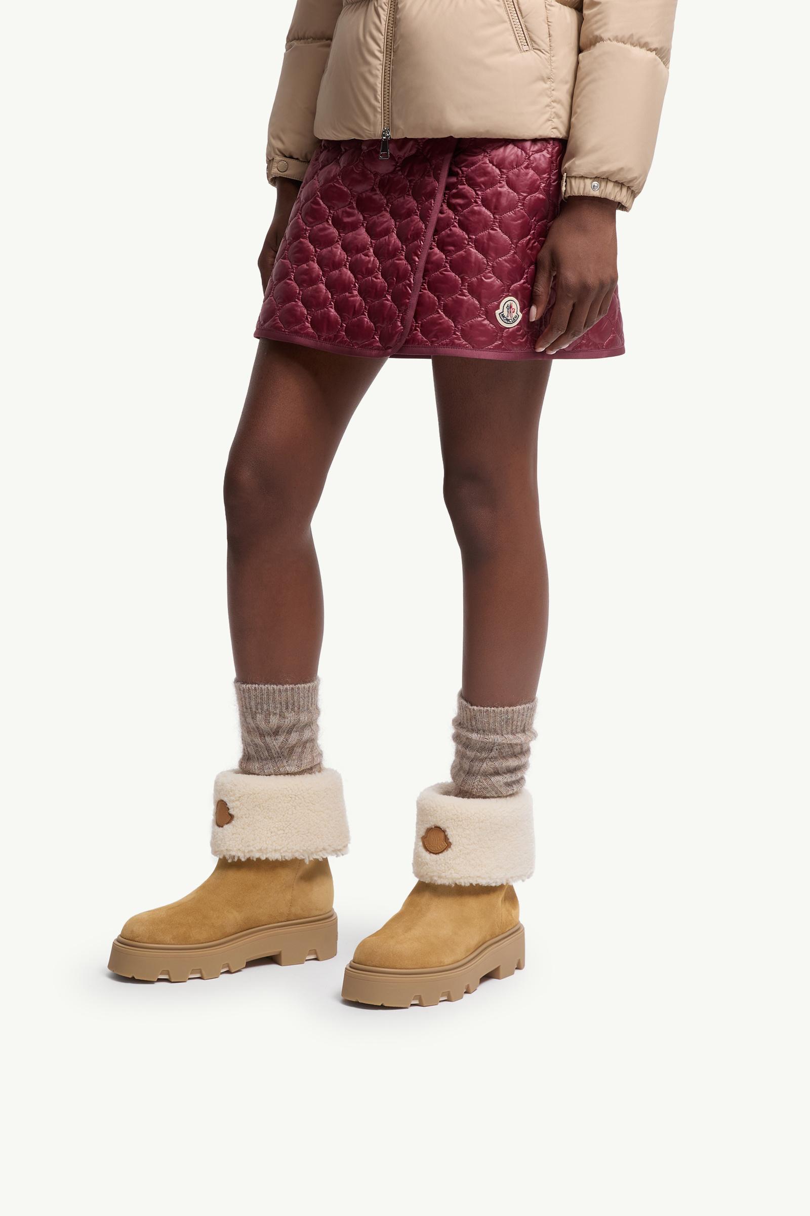 Aurea Mid Suede & Shearling Boots Women Camel Beige Moncler 1