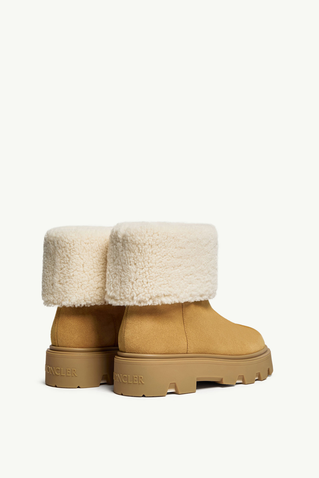 Aurea Mid Wildleder und Shearling Stiefel Damen Camel-Beige Moncler 4