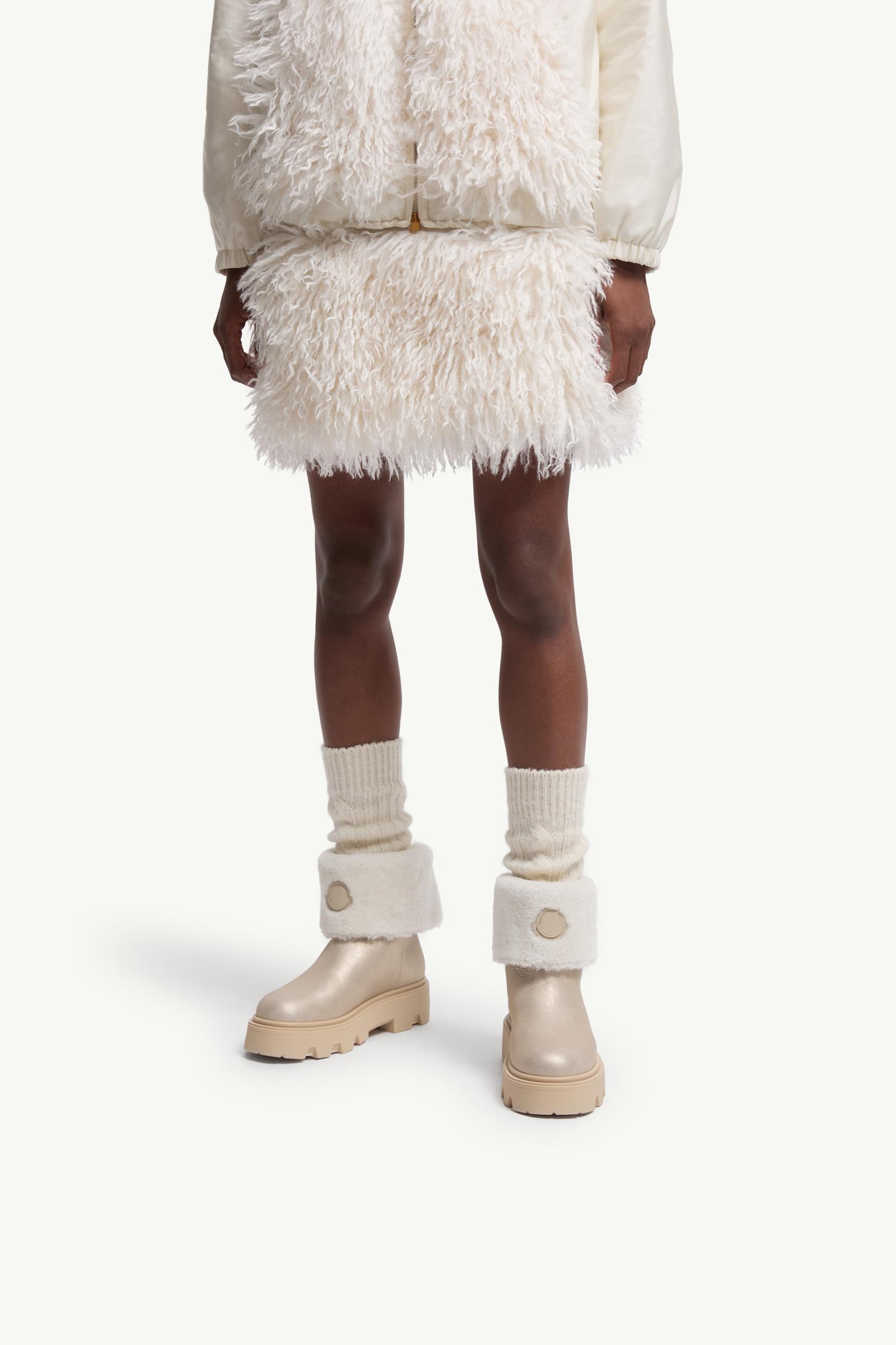 Aurea Mid Shearling Boots Women Silver Moncler 1