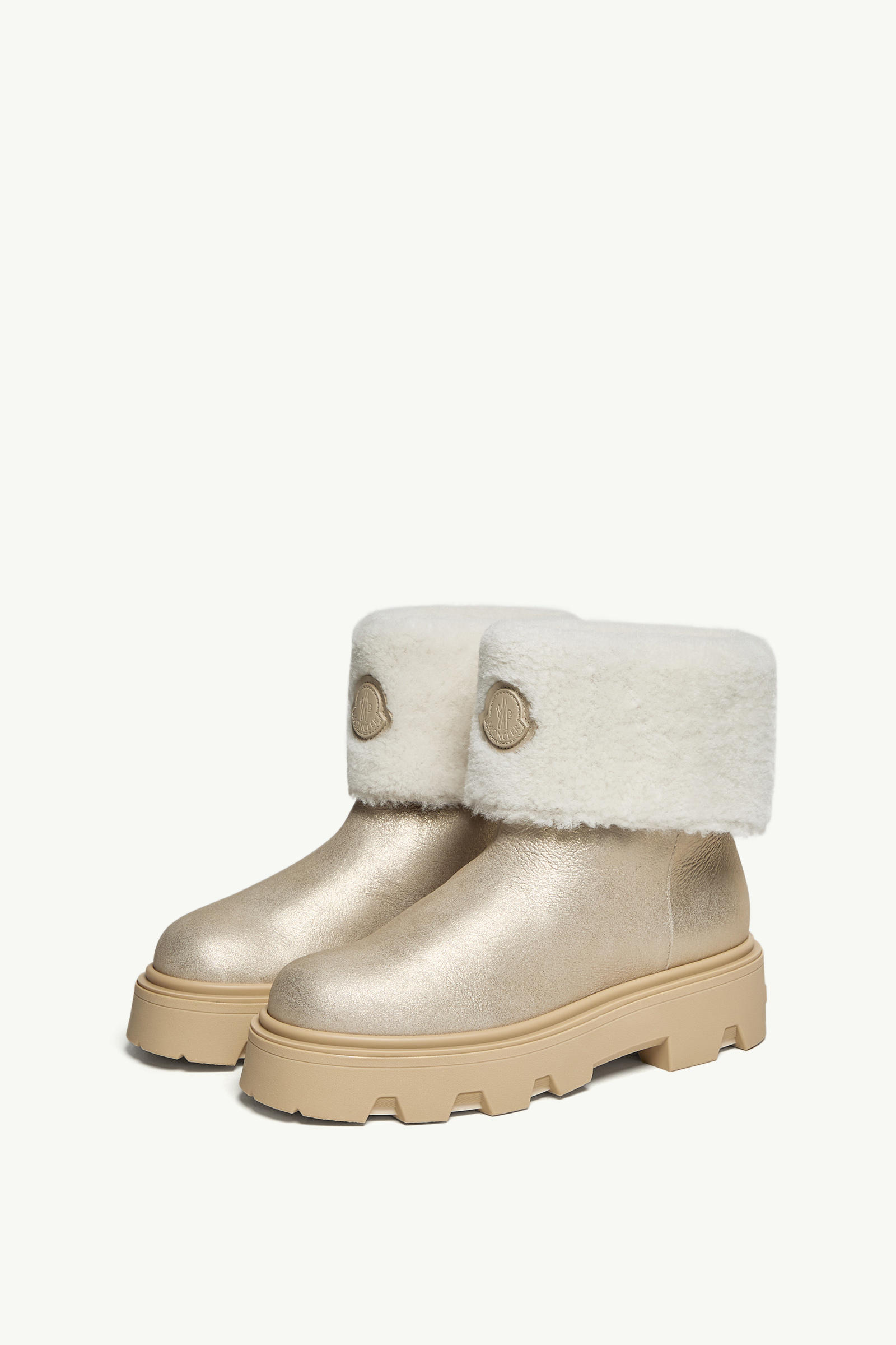 Aurea Mid Shearling Boots Women Silver Moncler 3