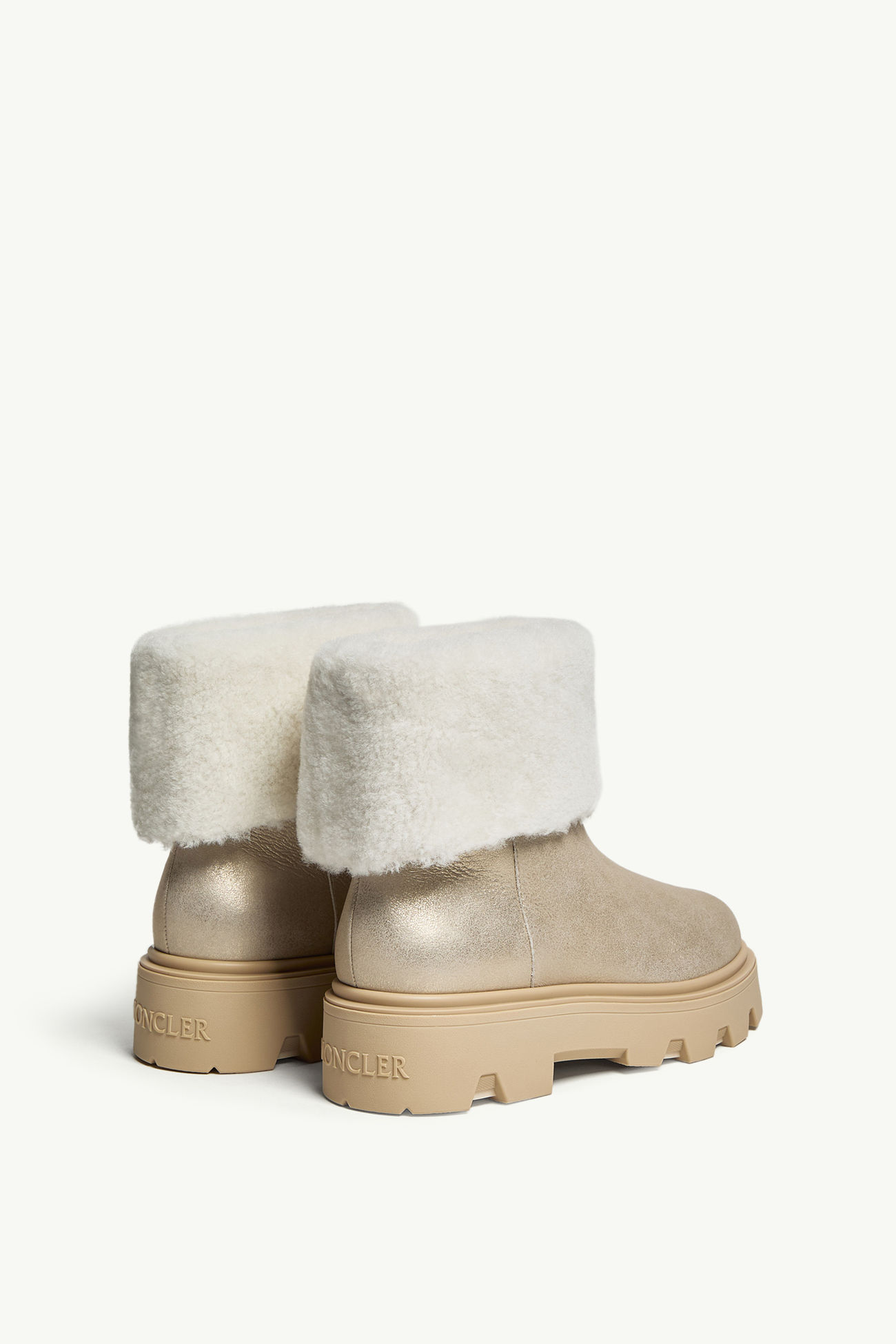 Aurea Mid Shearling Stiefel Damen Silber Moncler 4