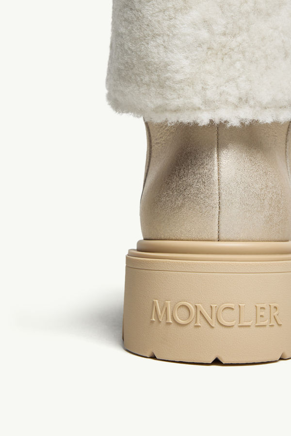 Aurea Mid Shearling Boots Women Silver Moncler 6