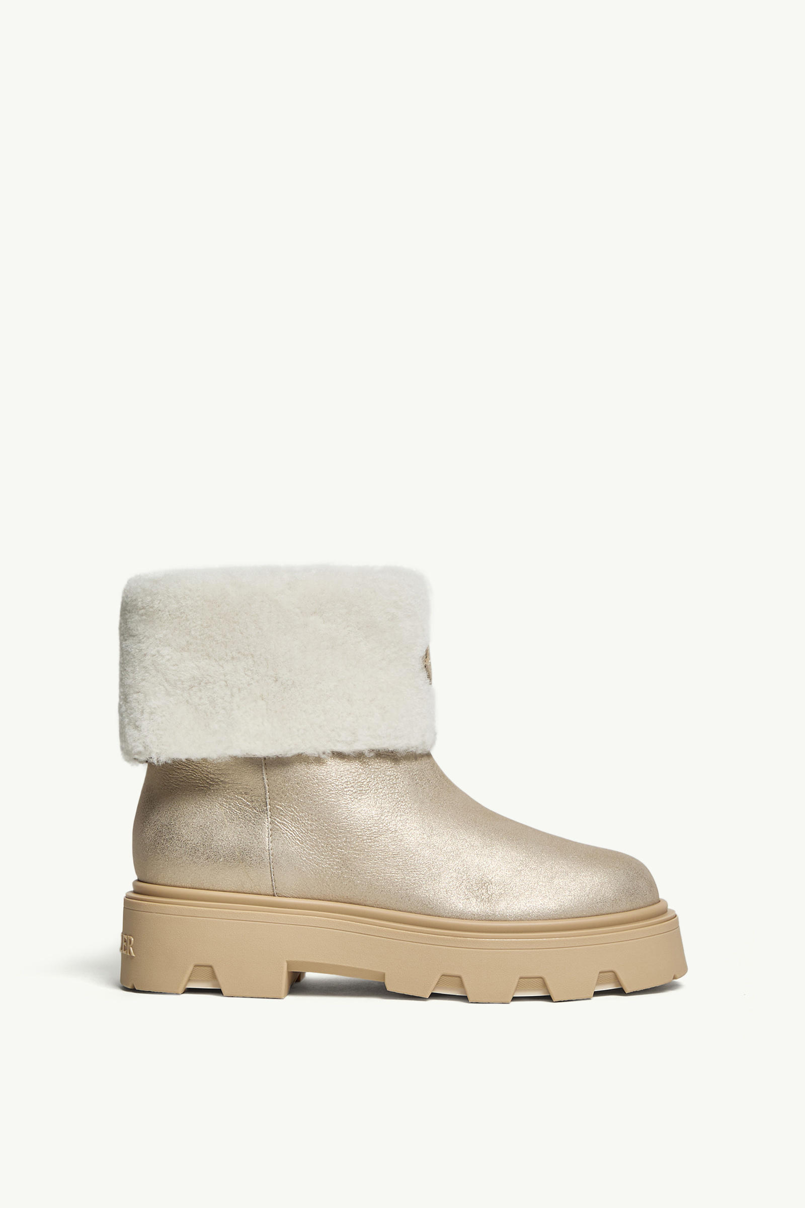 Aurea Mid Shearling Boots Women Silver Moncler 0