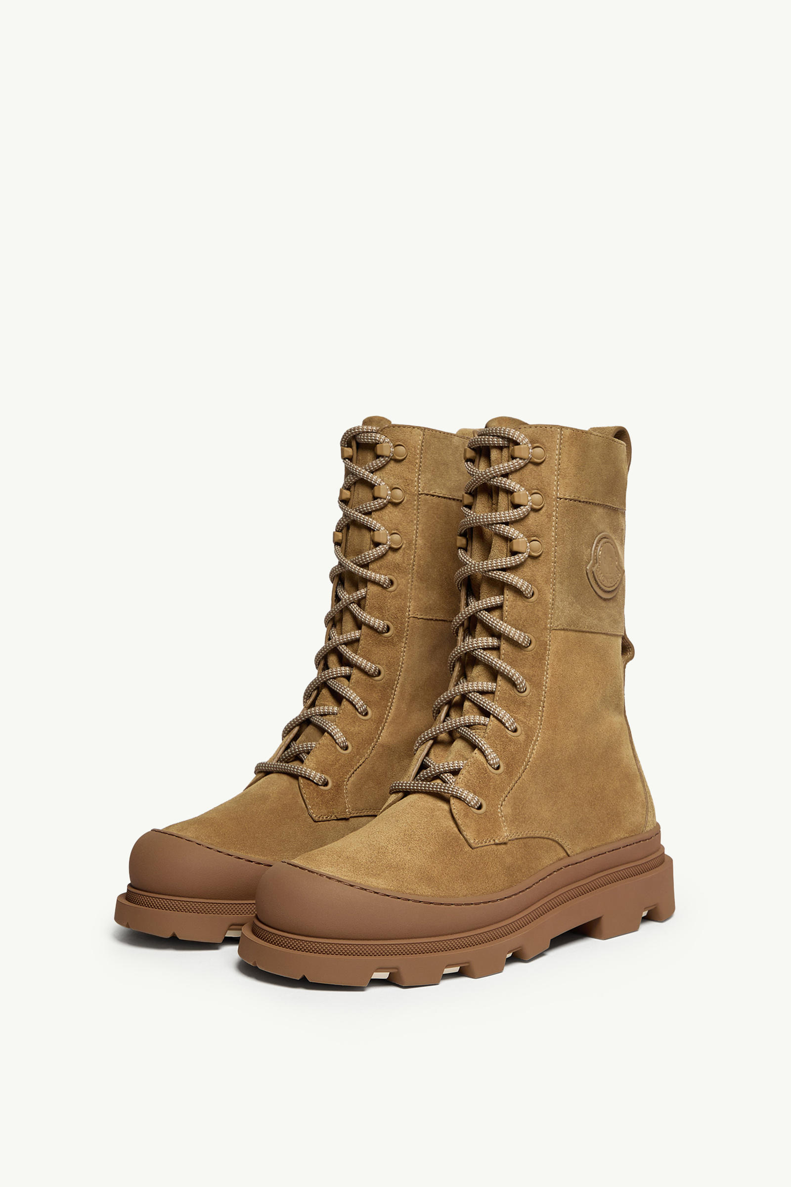 Vera High Suede Lace-Up Boots Women Camel Beige Moncler 3