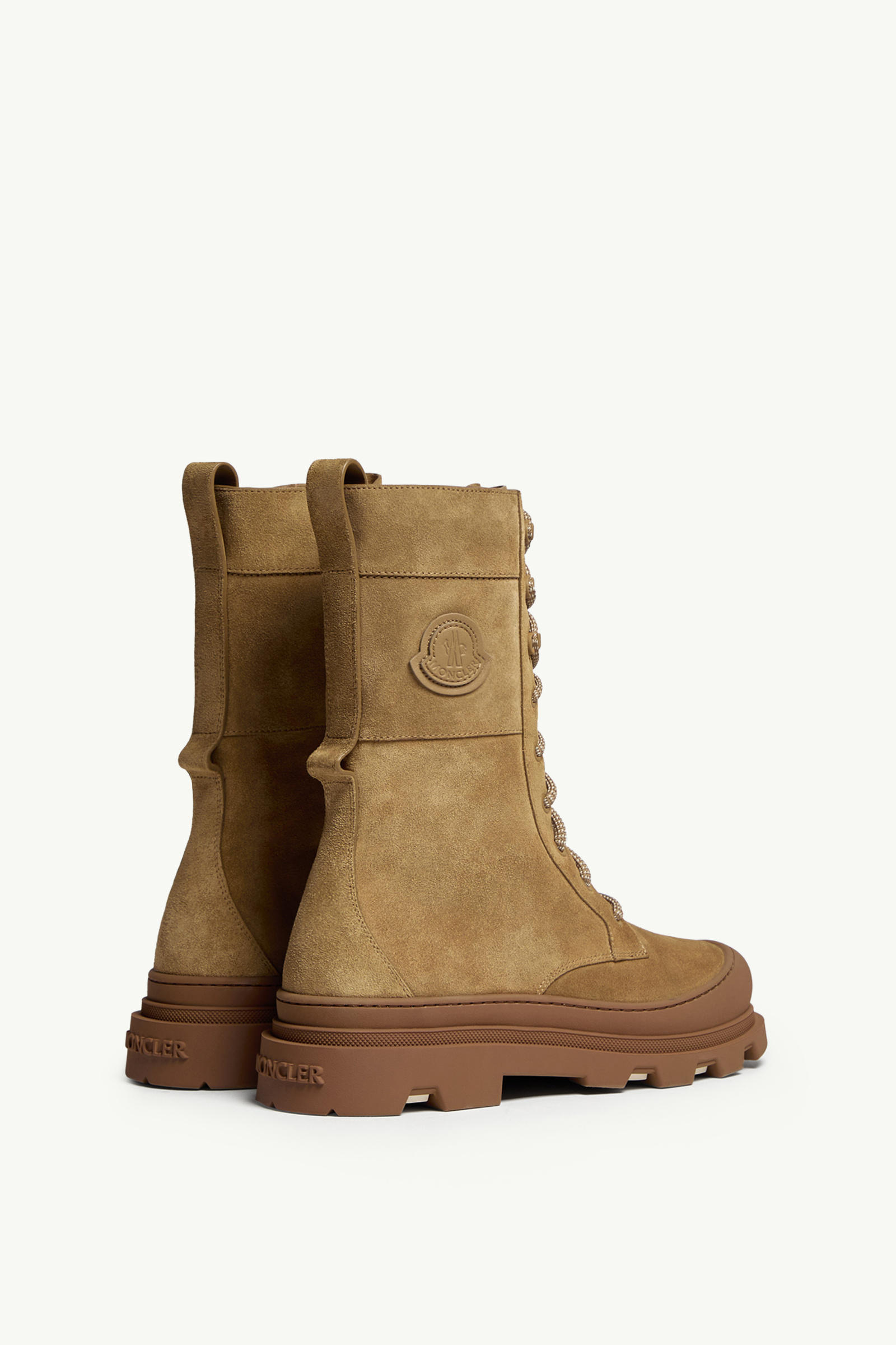 Vera High Suede Lace-Up Boots Women Camel Beige Moncler 4