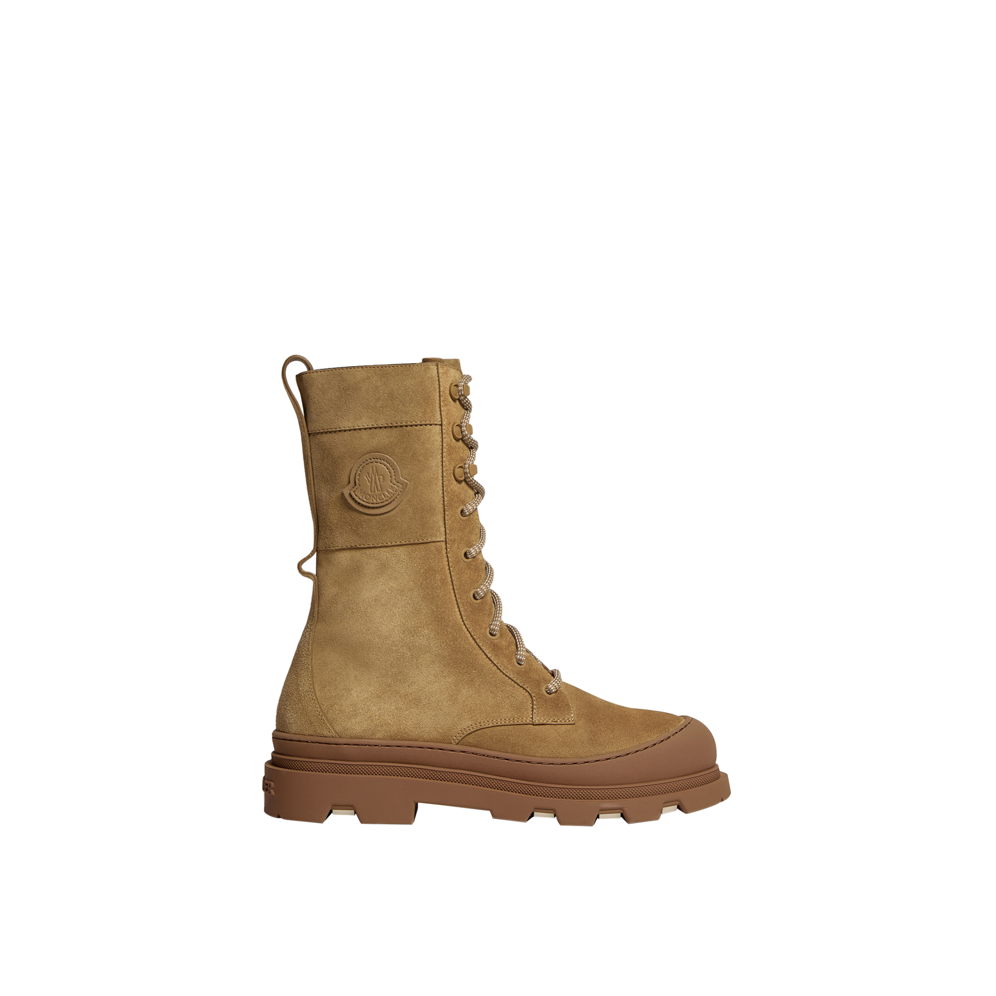 Moncler   Vera High Suede Lace-Up Boots for Women in Beige, Size: 38