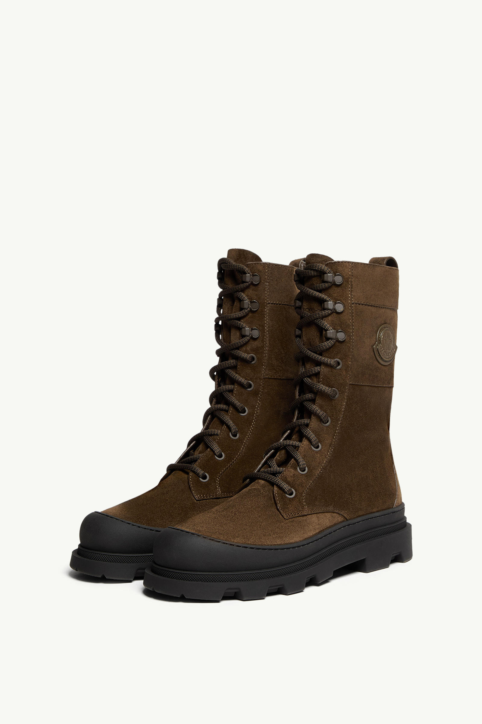 Vera High Suede Lace-Up Boots Women Olive Green Moncler 3
