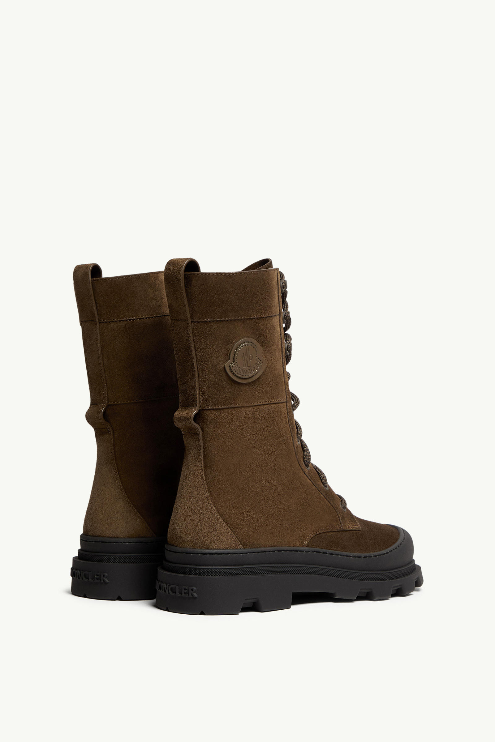 Vera High Suede Lace-Up Boots Women Olive Green Moncler 4