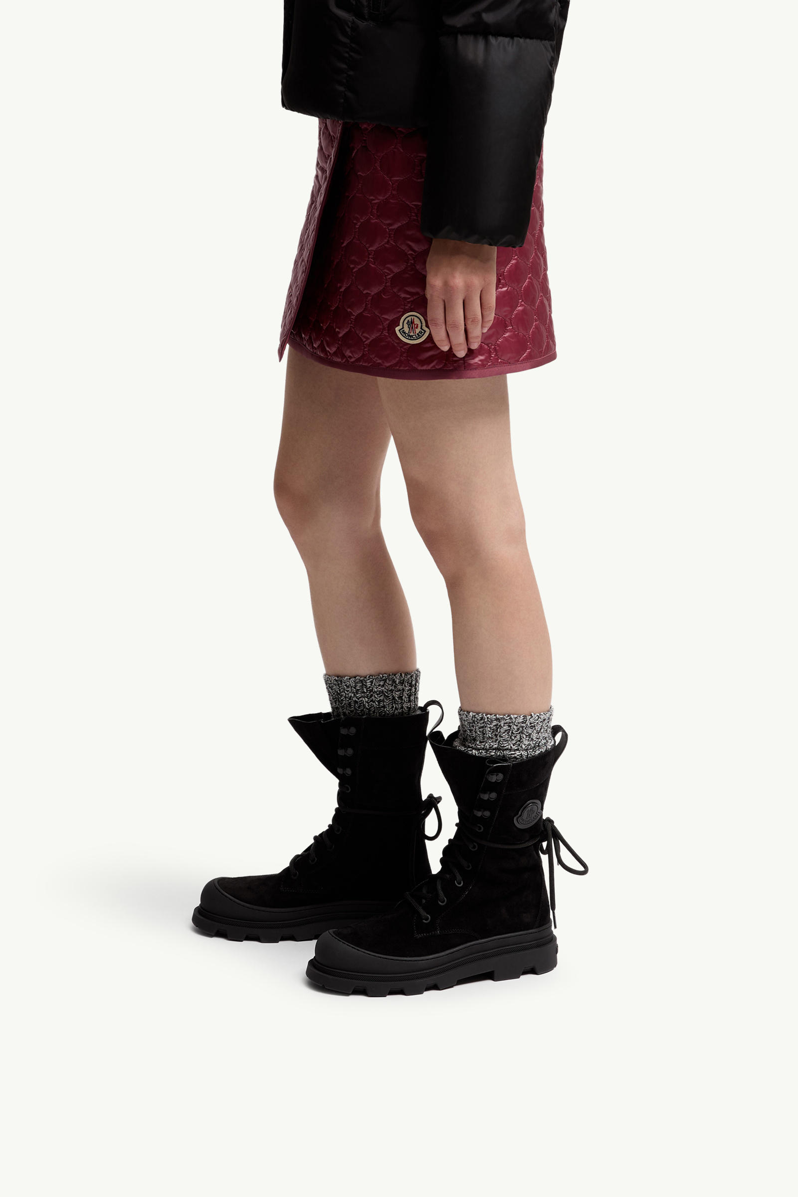 Vera High Suede Lace-Up Boots Women Black Moncler 1