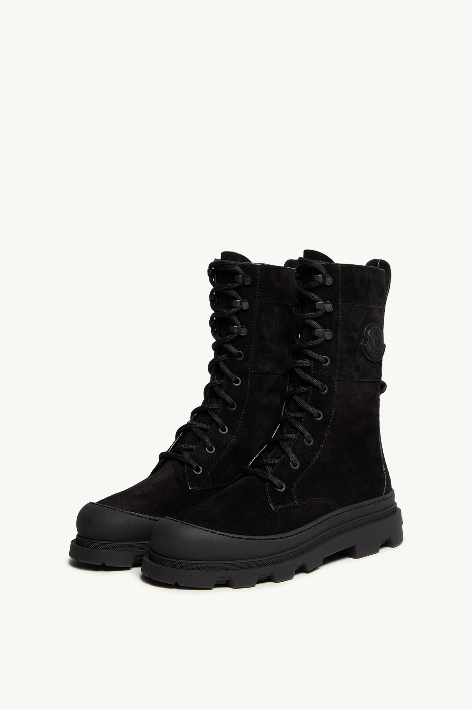 Vera High Suede Lace-Up Boots Women Black Moncler 2