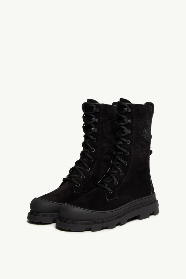 Vera High Suede Lace-Up Boots Women Black Moncler 3