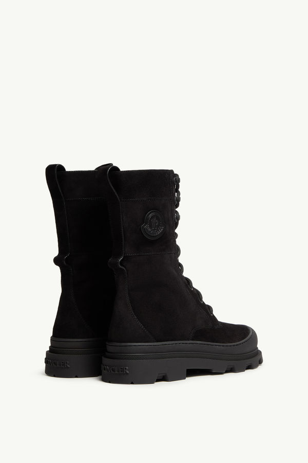 Vera High Suede Lace-Up Boots Women Black Moncler 4