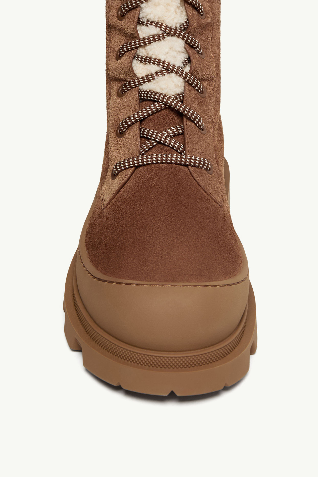 Stivali stringati alti Vera in pelle scamosciata e shearling Donna Marrone Moncler 2