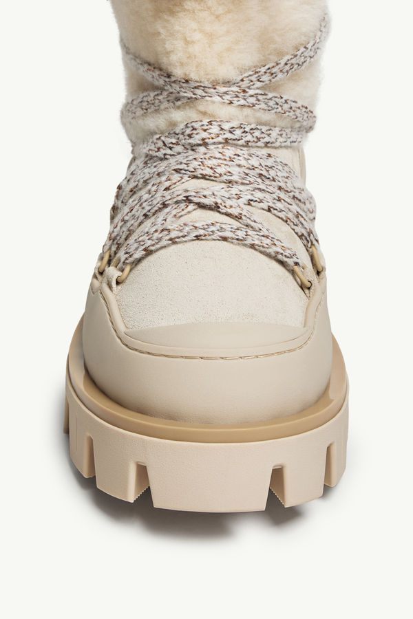 Botas de lana de oveja joven y ante Peak Après Mujer Beige Claro Moncler 2