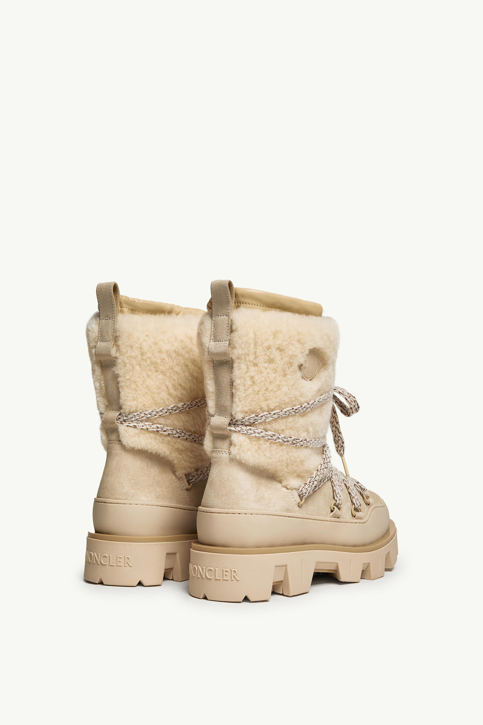 Botas de lana de oveja joven y ante Peak Après Mujer Beige Claro Moncler 4
