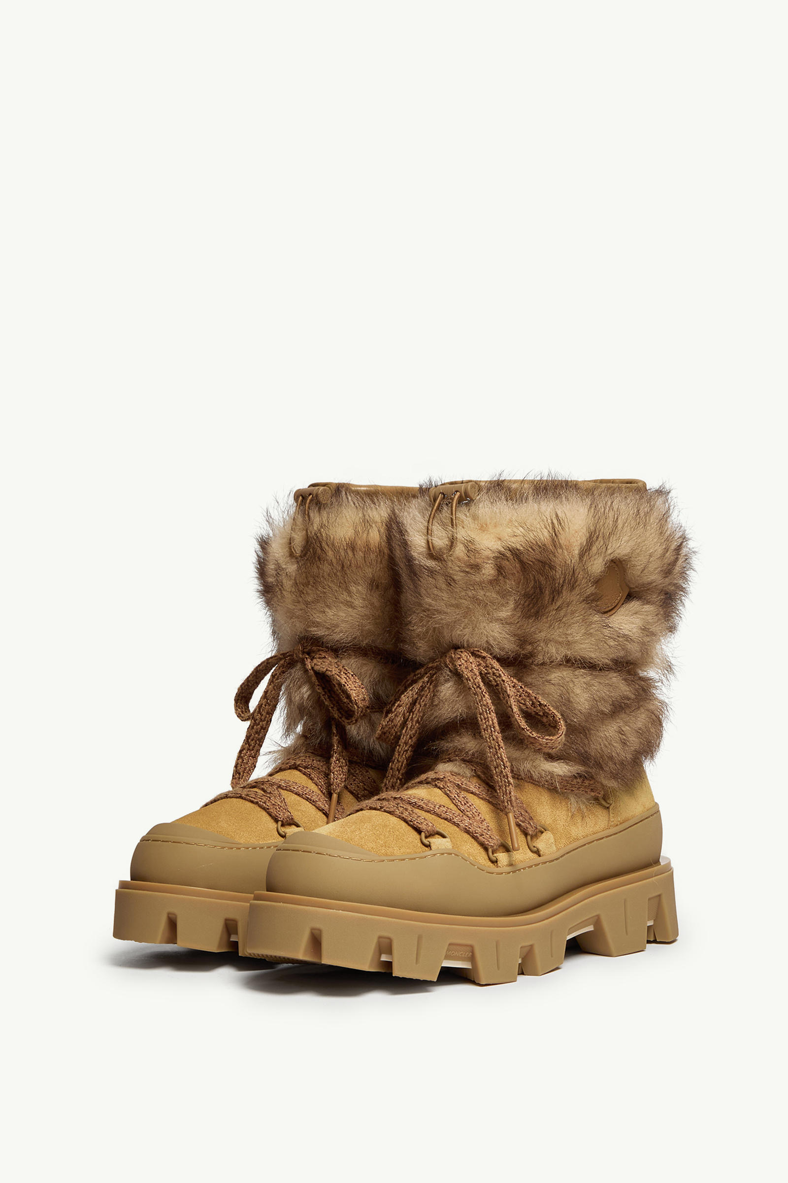 Peak Après Suede & Shearling Boots Women Camel Beige Moncler 3