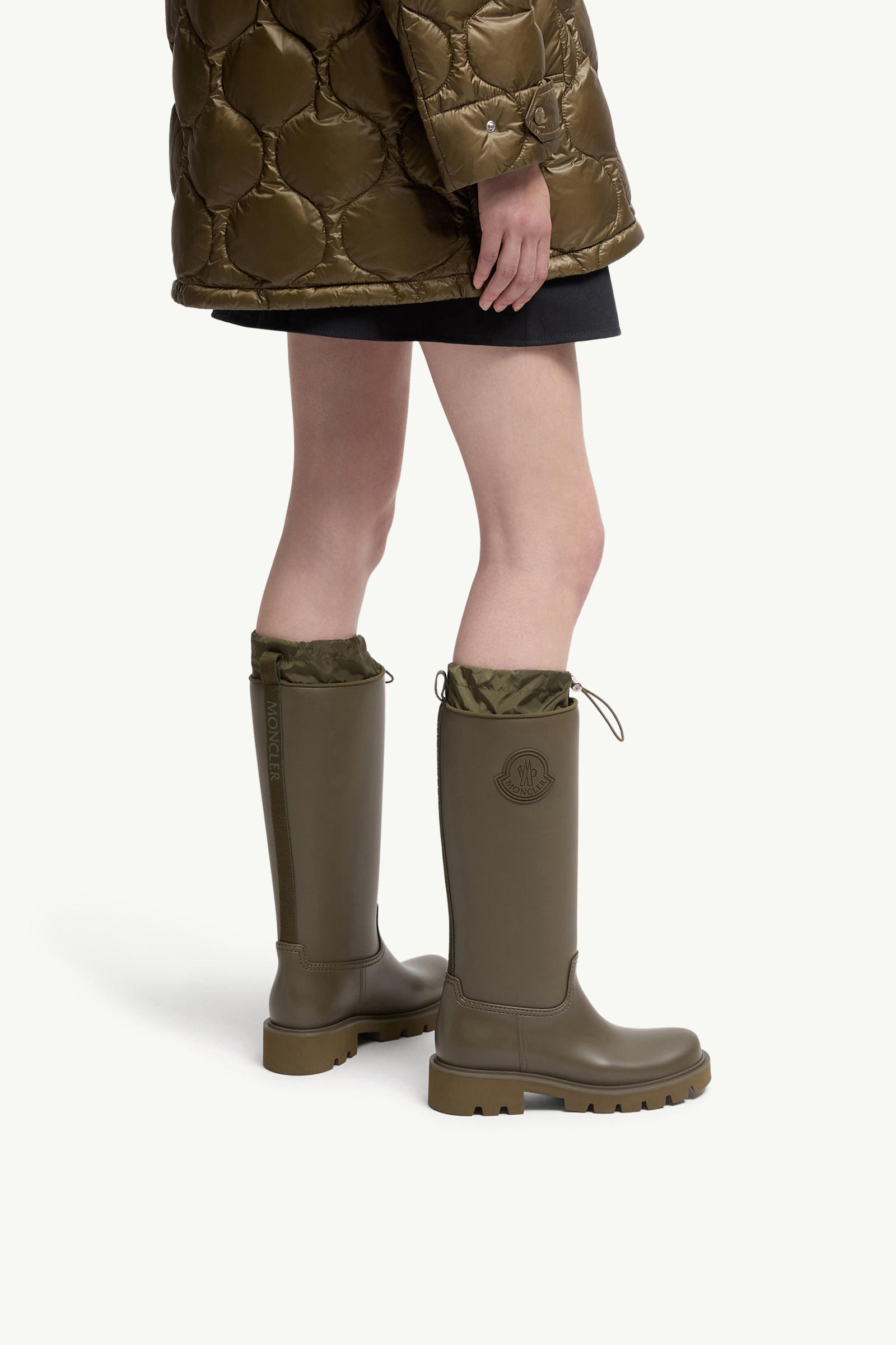 Kickstream High Rain Boots Women Olive Green Moncler 1