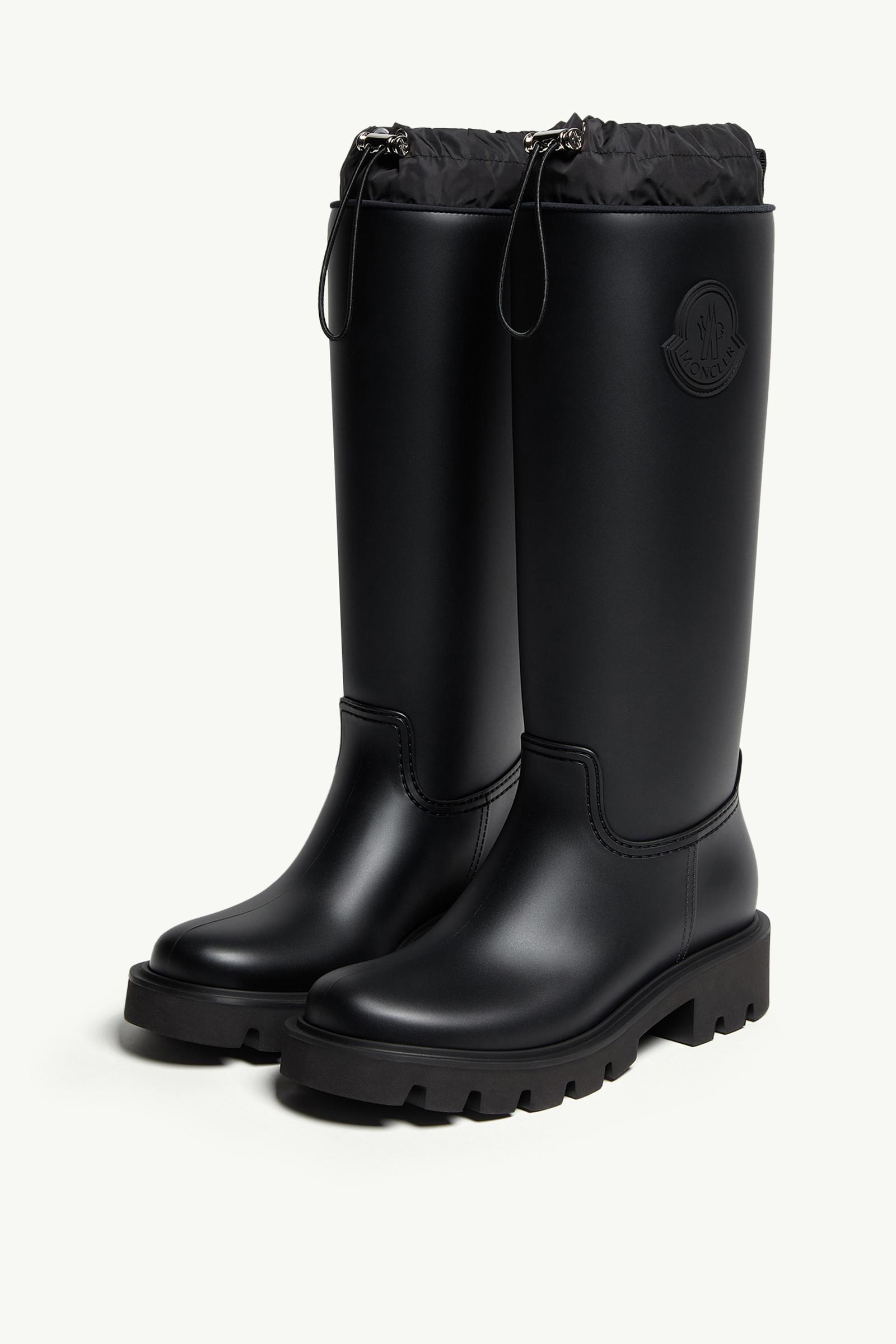 MONCLER/キックストリーム ドローストリング ウェリントンブーツ ブラック Kickstreamレインブーツ : ブーツ 向けの レディース