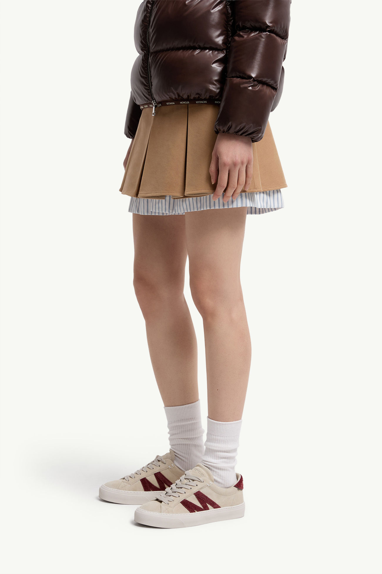 Monaco2 Sneaker aus Leder Damen Butterweiss & Dunkelrot Moncler 1