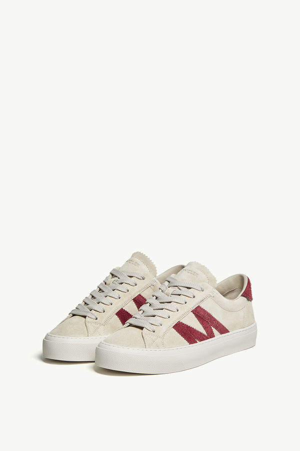 Monaco2 Leather Trainers Men Beige & Burgundy Moncler 3