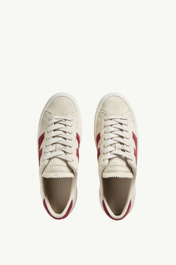 Monaco2 Leather Trainers Men Beige & Burgundy Moncler 5