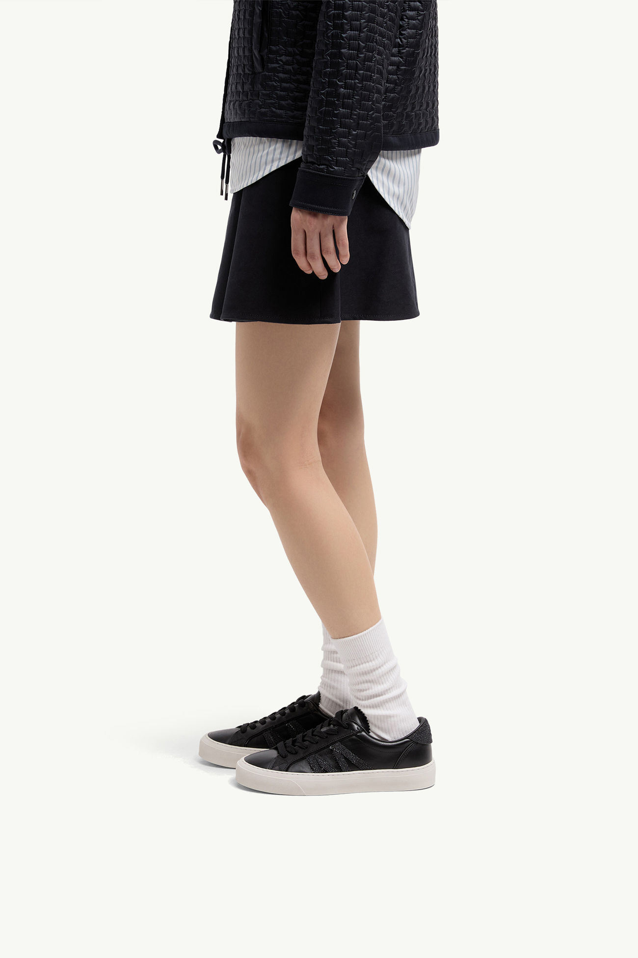 Monaco2 Leather  & Glitter Trainers Women Black Moncler 1