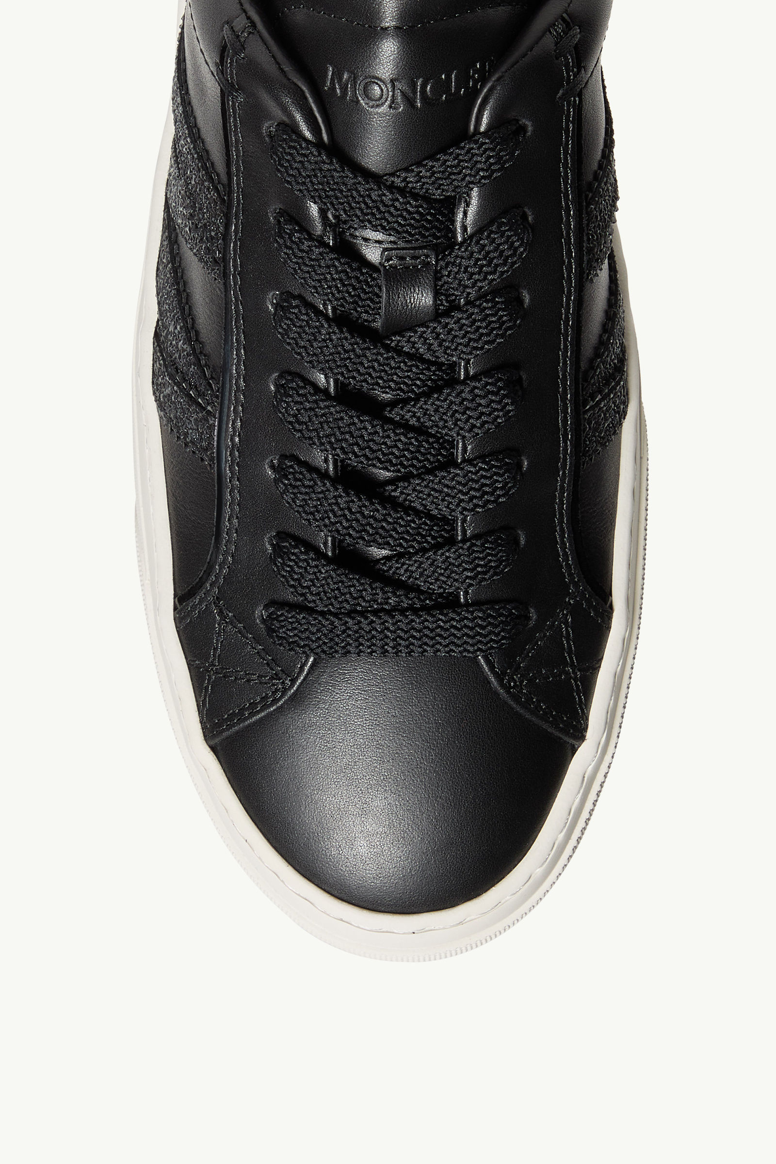 Monaco2 Leather  & Glitter Trainers Women Black Moncler 2