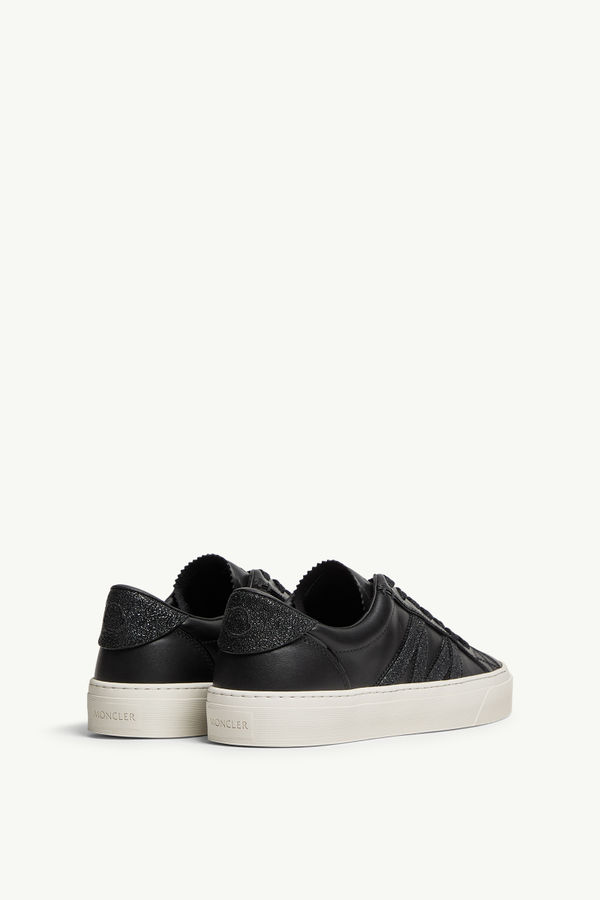 Sneakers Monaco2 en cuir pailleté Femmes Noir Moncler 4