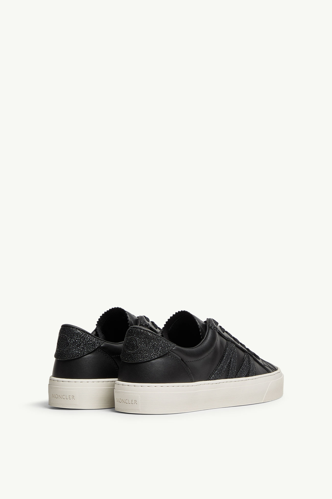 Zapatillas de piel con purpurina Monaco2 Mujer Negro Moncler 4