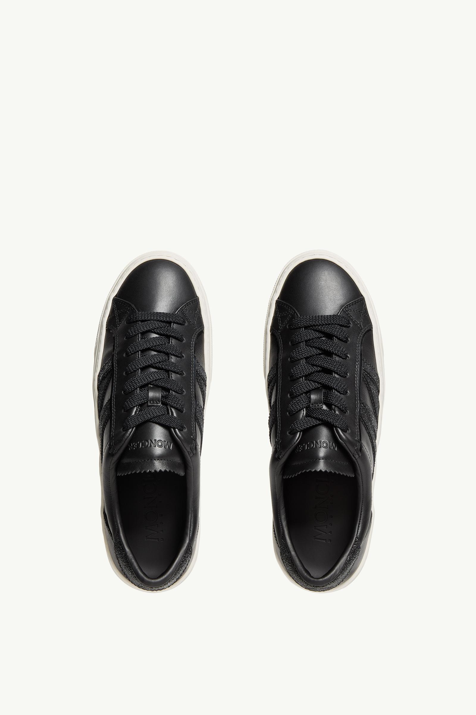 ★MONCLER★モナコ レザースニーカー 黒ブラック サイズ42 27.0 Black Monaco2 Leather & Glitter Sneakers - Sneakers for Women