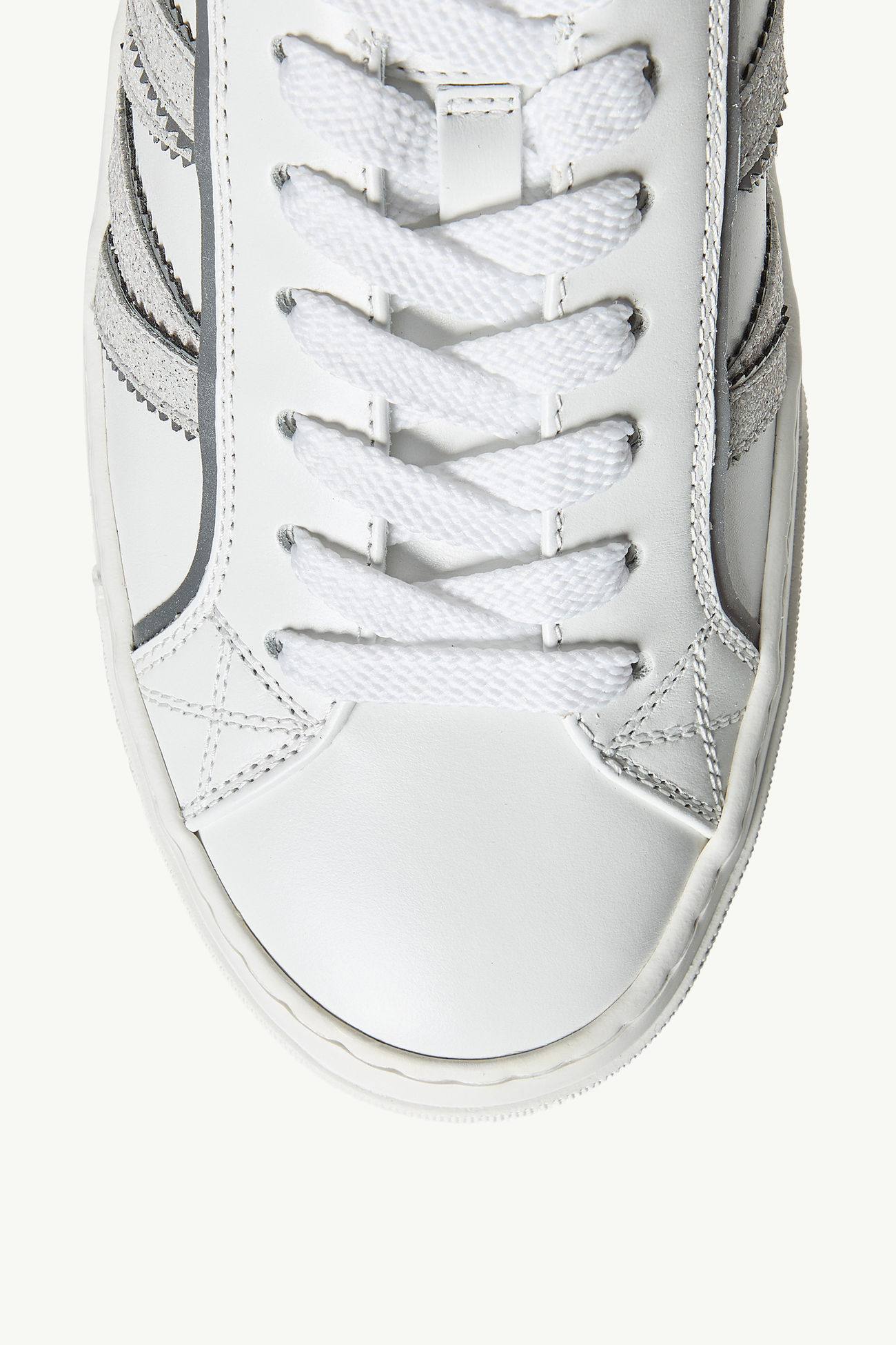 Monaco2 Leather & Glitter Sneakers Women White Moncler 2