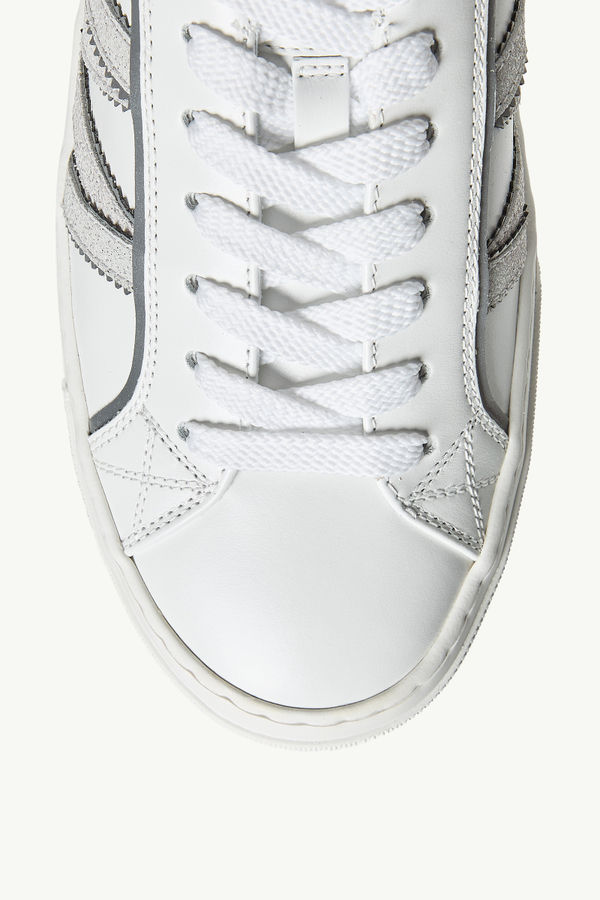 Monaco2 Leather & Glitter Trainers Women White Moncler 2
