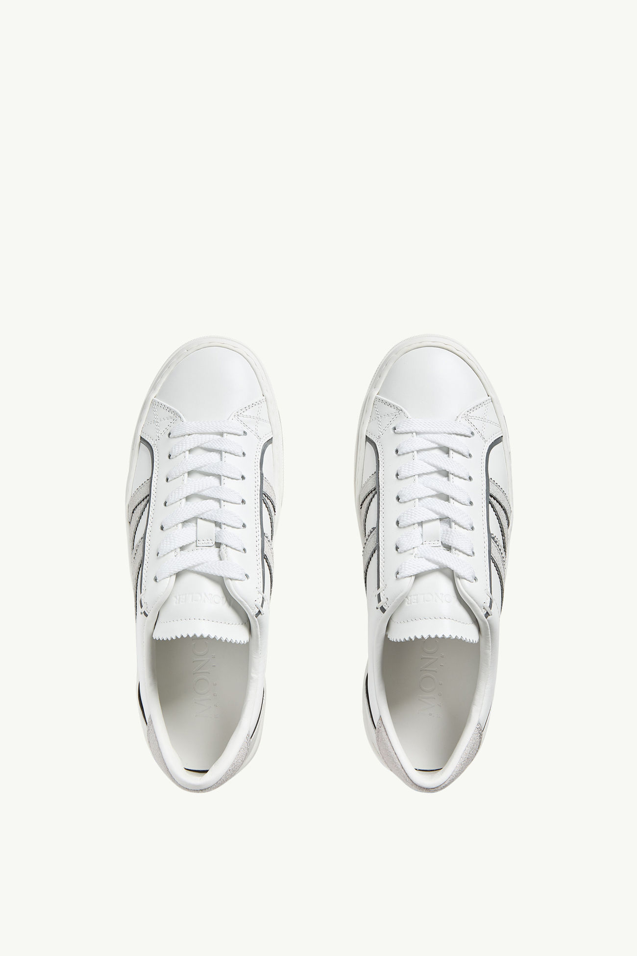 Monaco2 Leather & Glitter Sneakers Women White Moncler 5