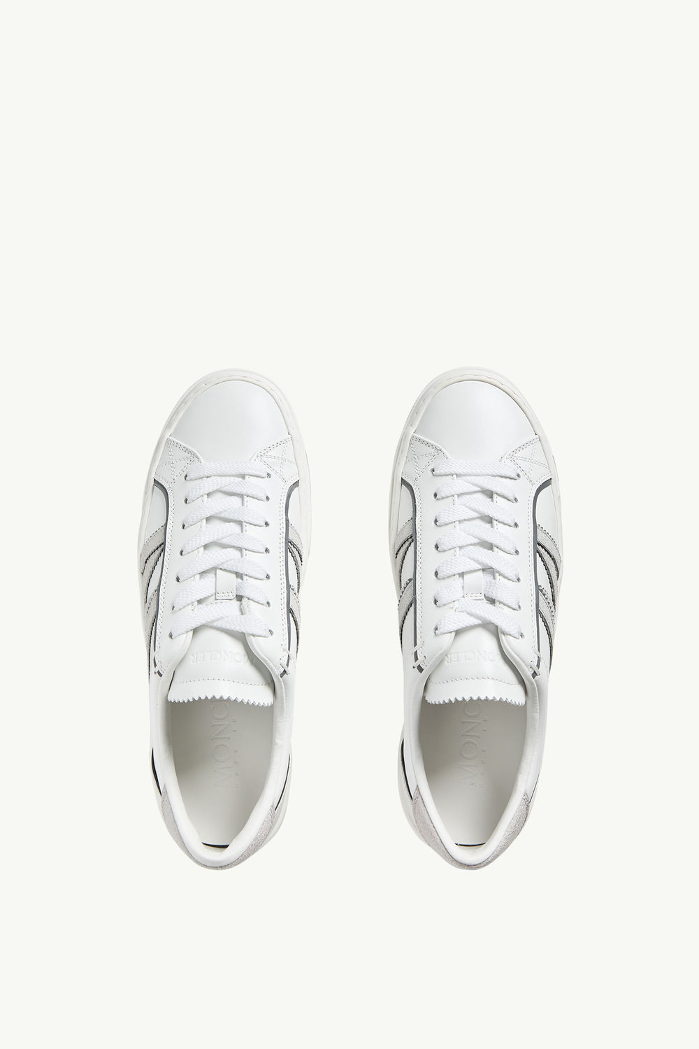 Monaco2 Leather & Glitter Trainers Women White Moncler 5