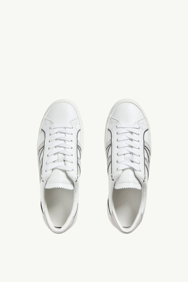 Monaco2 Leather & Glitter Trainers Women White Moncler 5