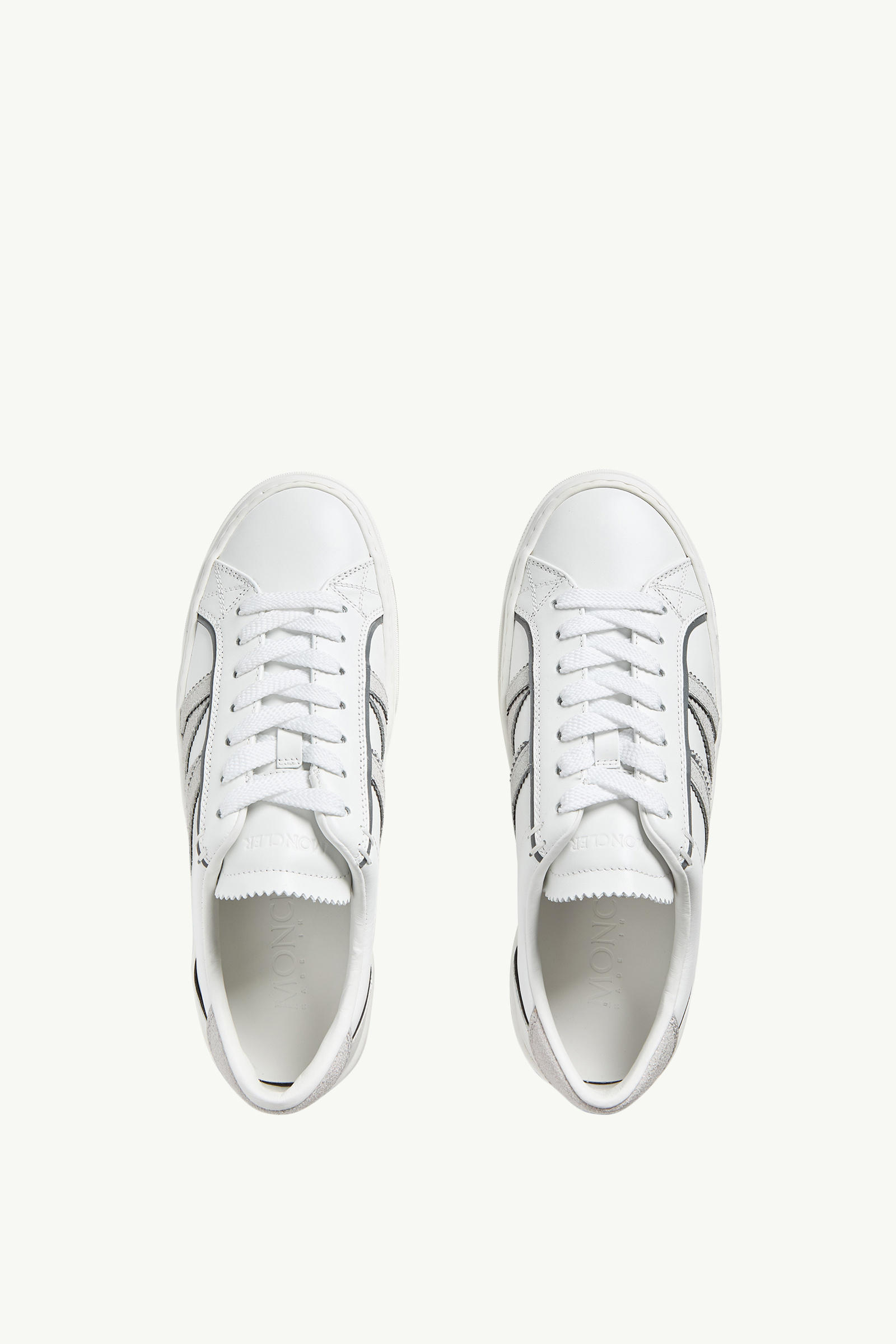 Monaco2 Leather & Glitter Trainers Women White Moncler 5