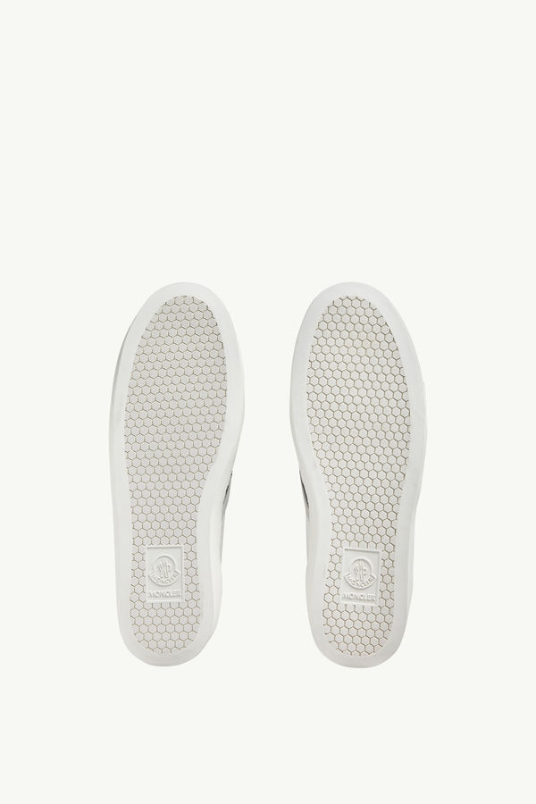 Monaco2 Leather & Glitter Trainers Women White Moncler 6